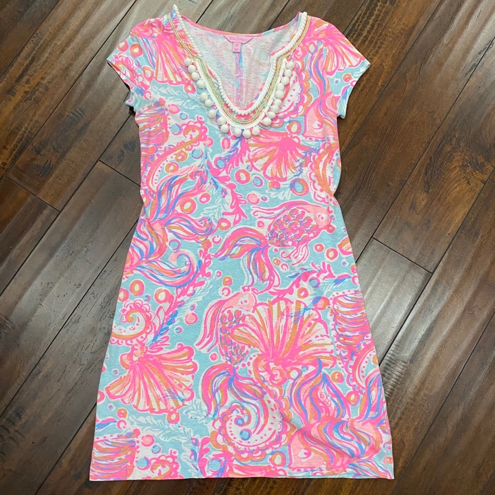 Lilly Pulitzer Fish Print T-shirt Dress XS